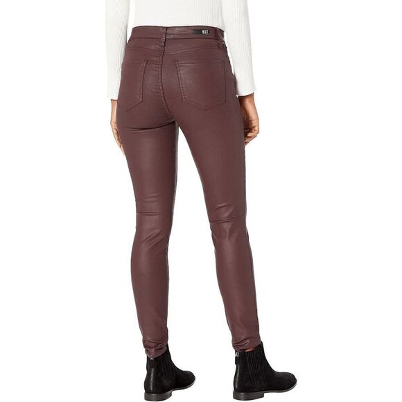 Kut from the Kloth Mia High Rise Skinny Wet Look Bordeaux Jeans 14 NWT - Picture 9 of 11